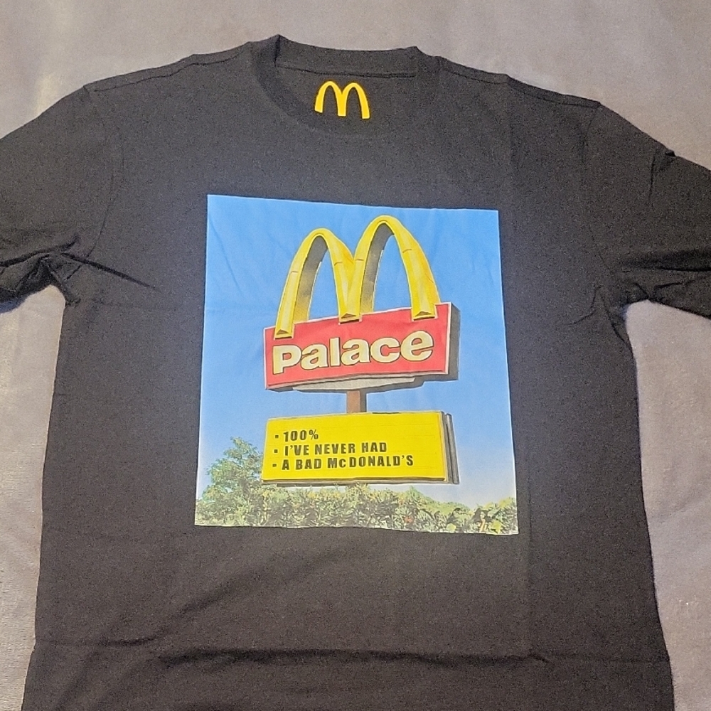 Palace Black T-Shirt with McDonald's Graphic